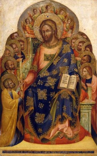 Icône de Jésus avec les apôtres et les anges