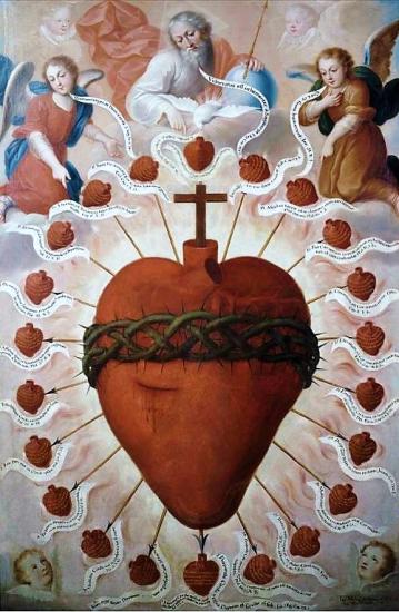 Image pieuse Sacré Coeur de Jésus avec couronne d'épines