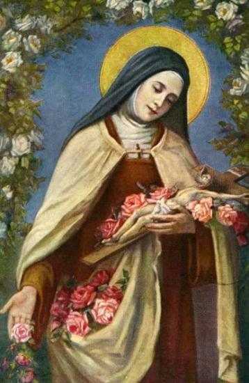 Pluie de roses de Sainte Thérèse en peinture