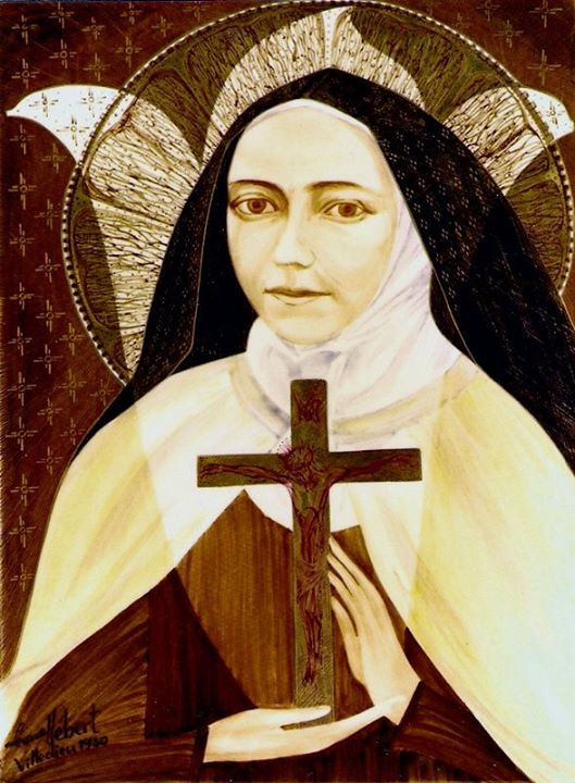 Peinture de Sainte Thérèse par L. Hébert, Villedieu (1989)