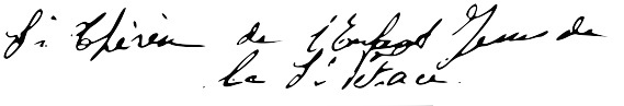 Signature de Sainte Thérèse de Lisieux