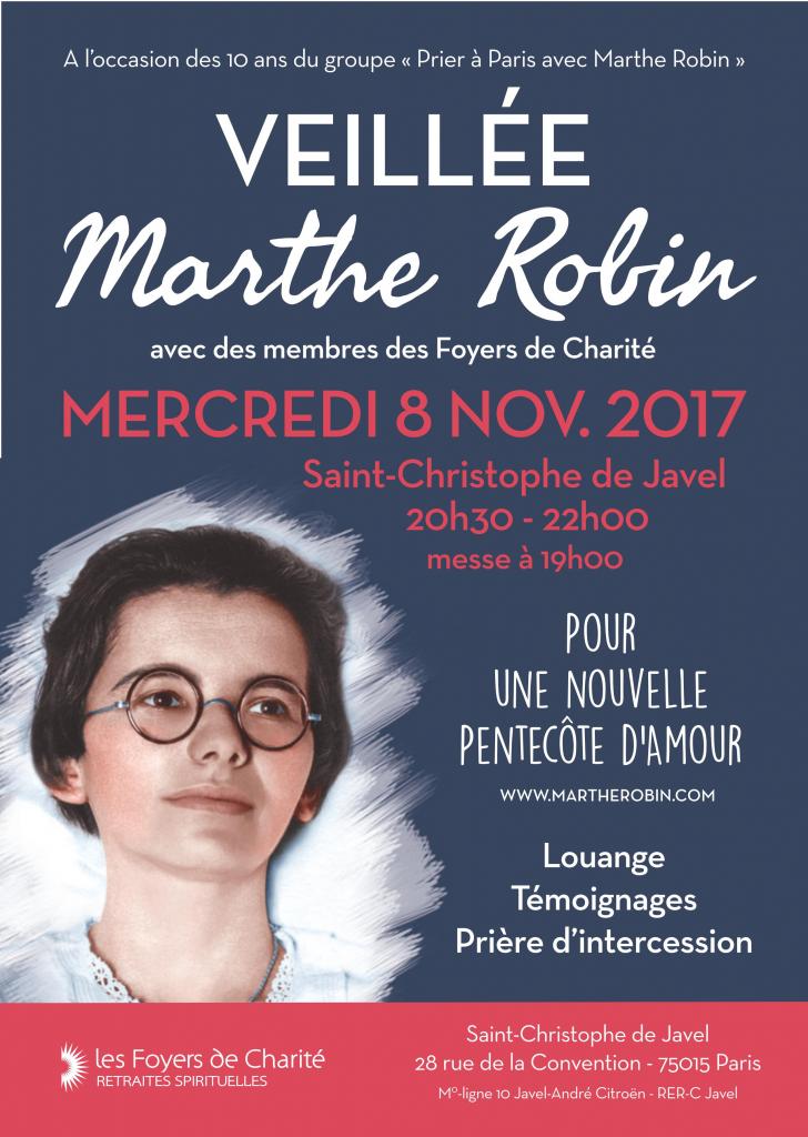 Veillée de prière Marthe Robin, 8 novembre 2017, Paris 15e